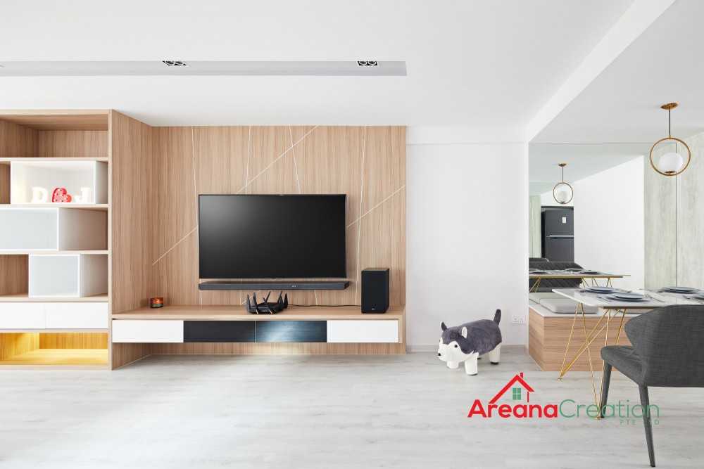 Modern Living Room with Wood Flooring and TV Console