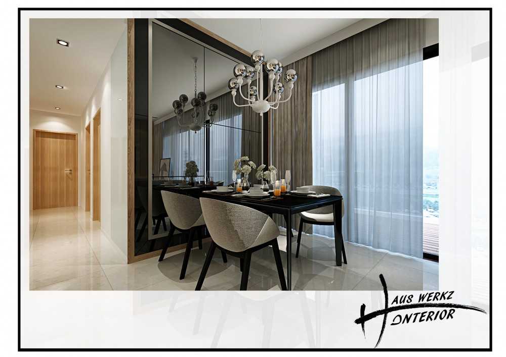 Modern Dining Room with Drop Light and Ceiling Light