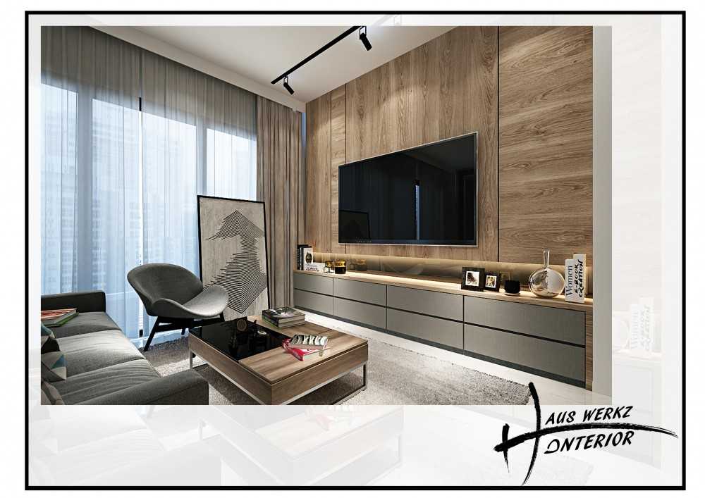 Modern Living Room with TV Console and Drop Ceiling