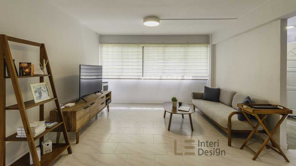 Scandinavian Living Room with TV Console and Feature Wall