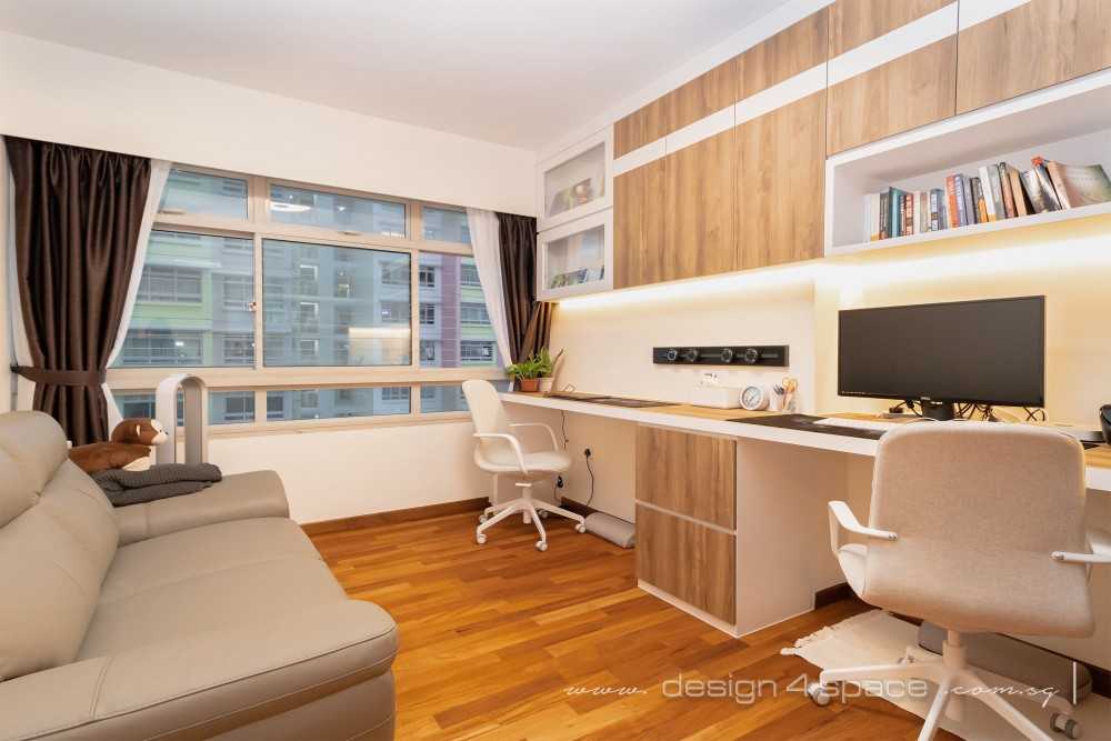Modern Study with Drop Ceiling and Storage Cabinets