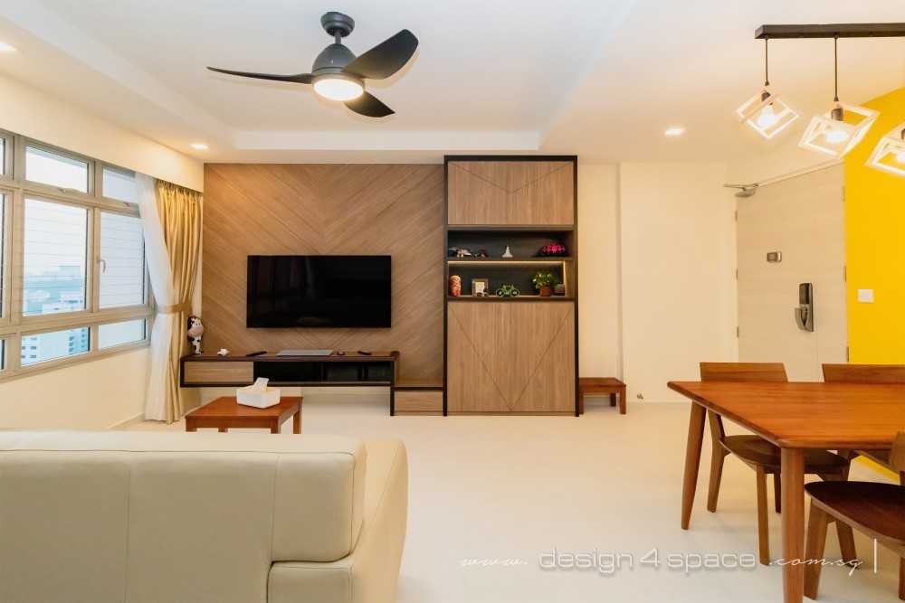 Modern Living Room with Wood Flooring and TV Console