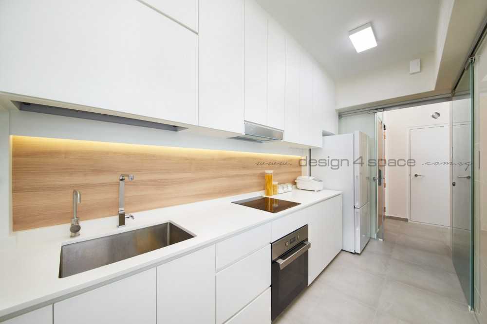 Contemporary Kitchen with Countertop and Granite Floor