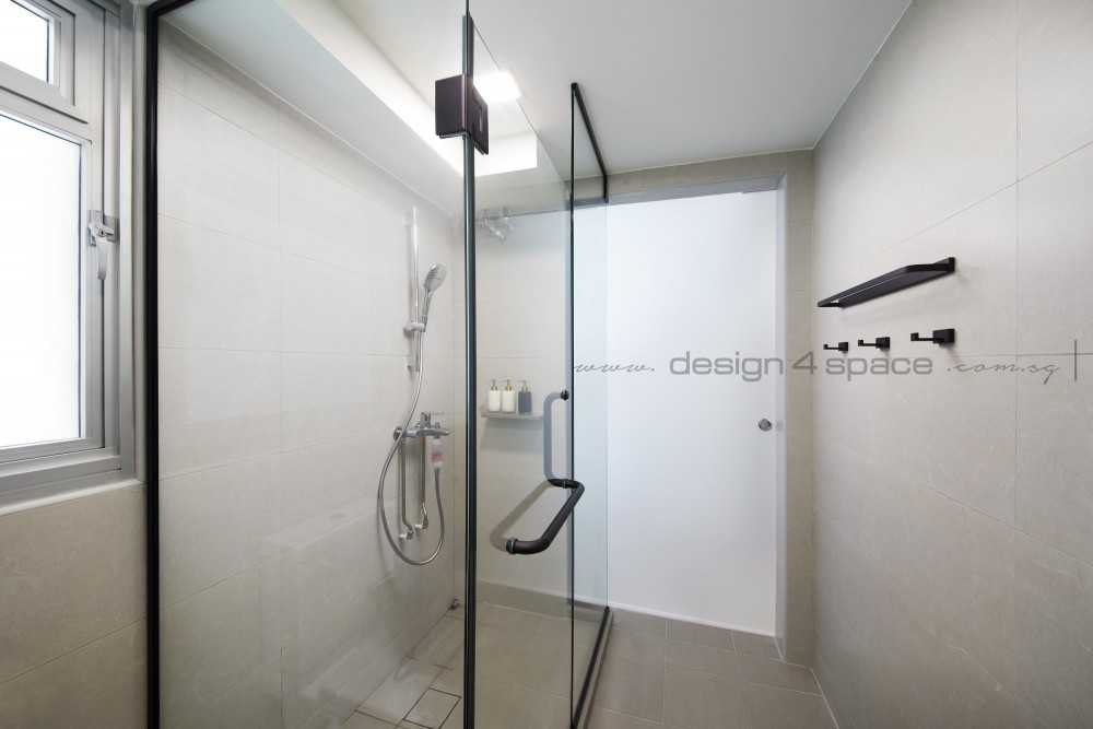 Contemporary Bathroom with Homogeneous Tiles and Mirror