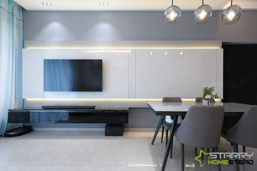 Modern Living Room with TV Console and Feature Wall