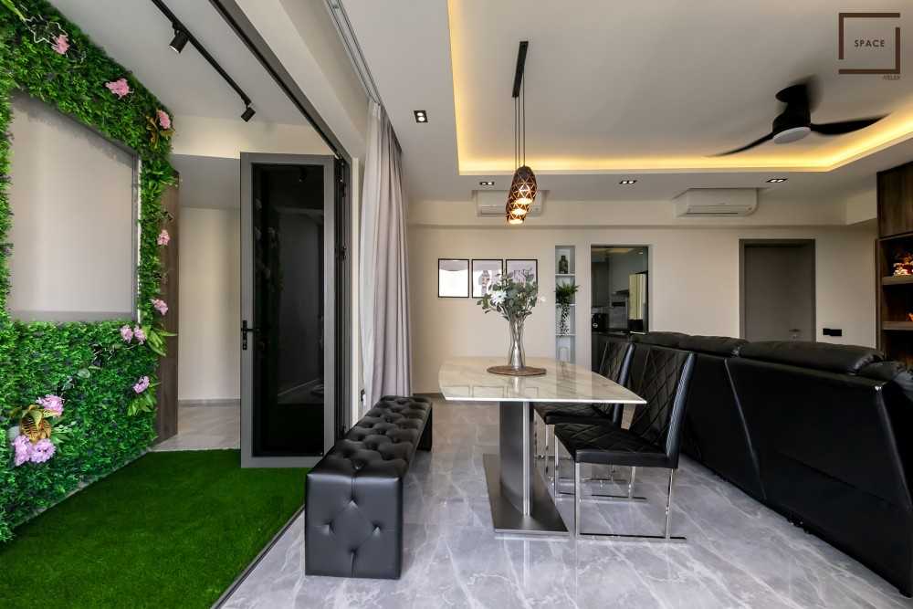 Modern Dining Room with TV Console and Sofa
