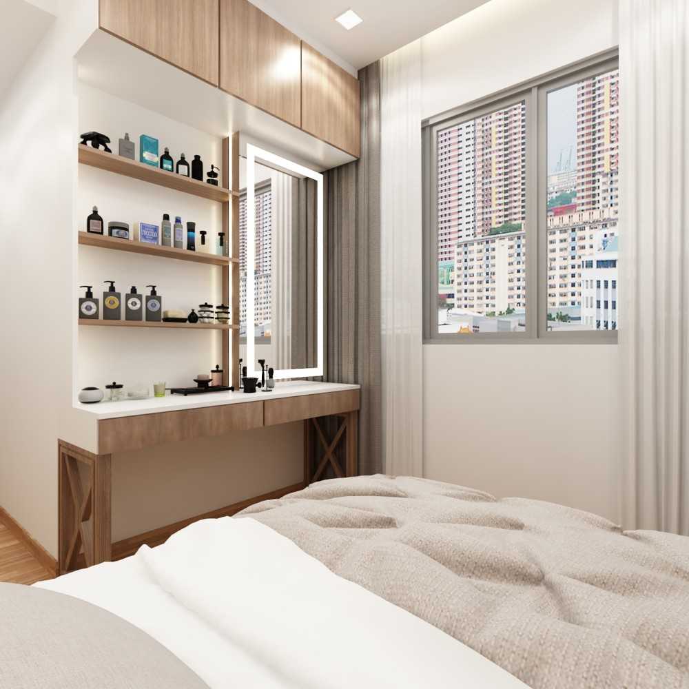 Contemporary Bedroom with Vinyl Flooring and Cove Lighting