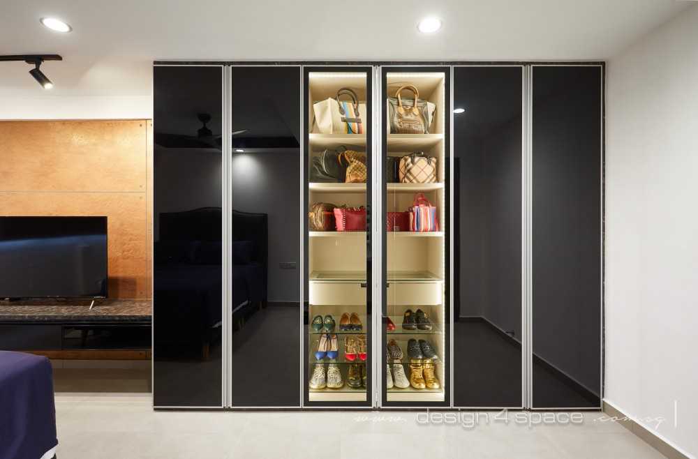 Industrial Bedroom with Drop Ceiling and Wardrobe