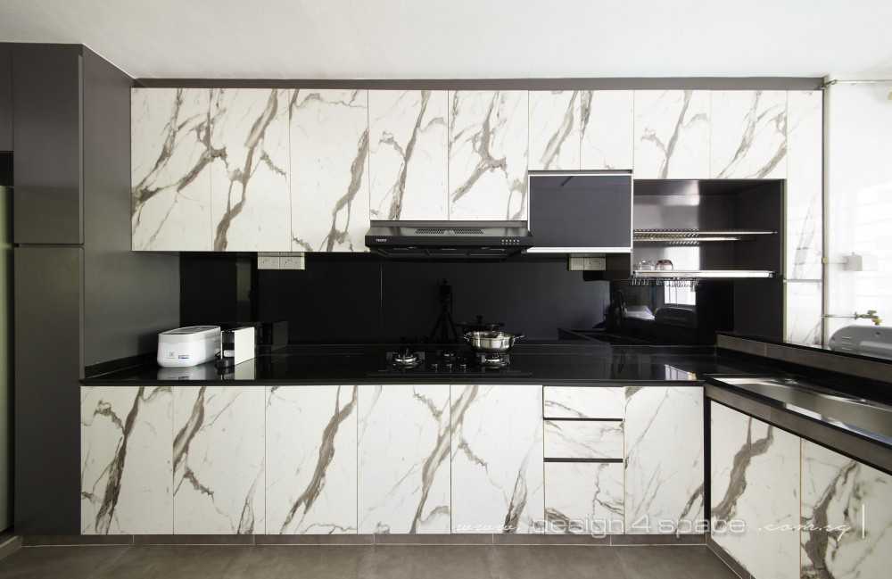 Industrial Kitchen with Homogeneous Tiles and Kitchen Backsplash