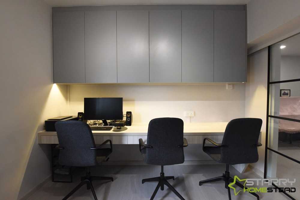 Modern Workstation with Desk and Desk Chairs