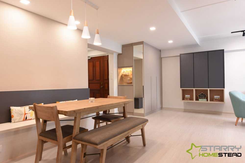 Modern Dining Room with Settee and Vinyl Flooring