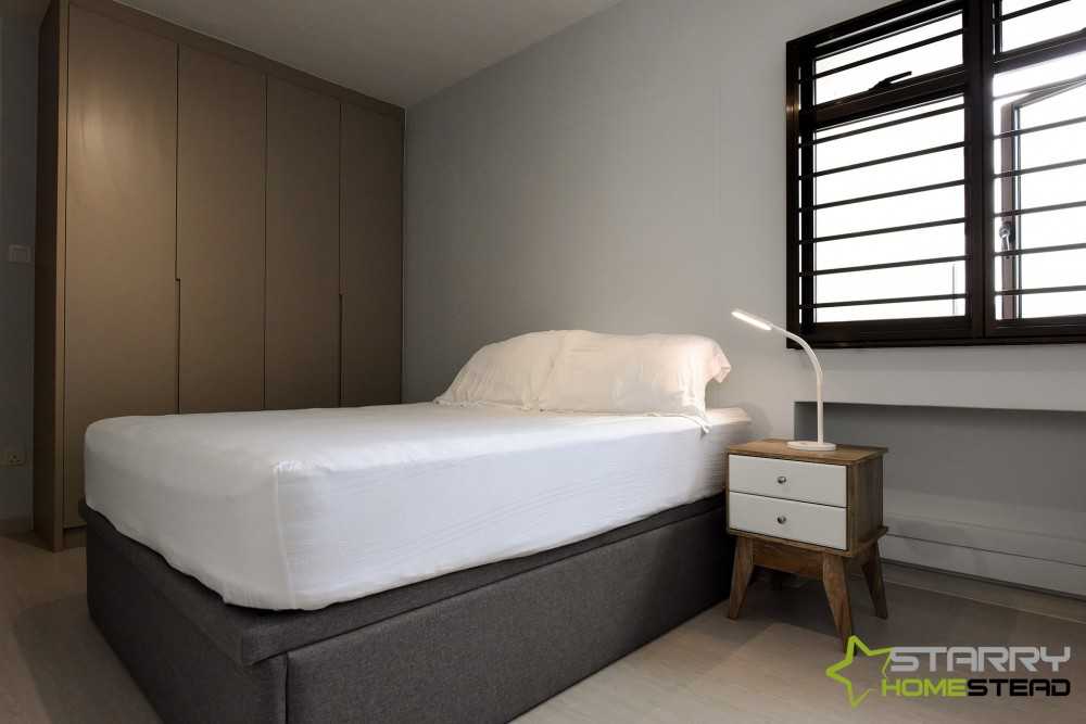 Modern Bedroom with Wardrobe and Bedside Table