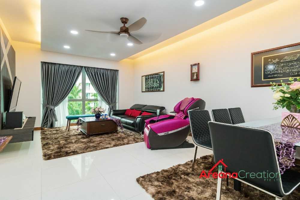 Contemporary Living Room with Ceiling Light and Sofa