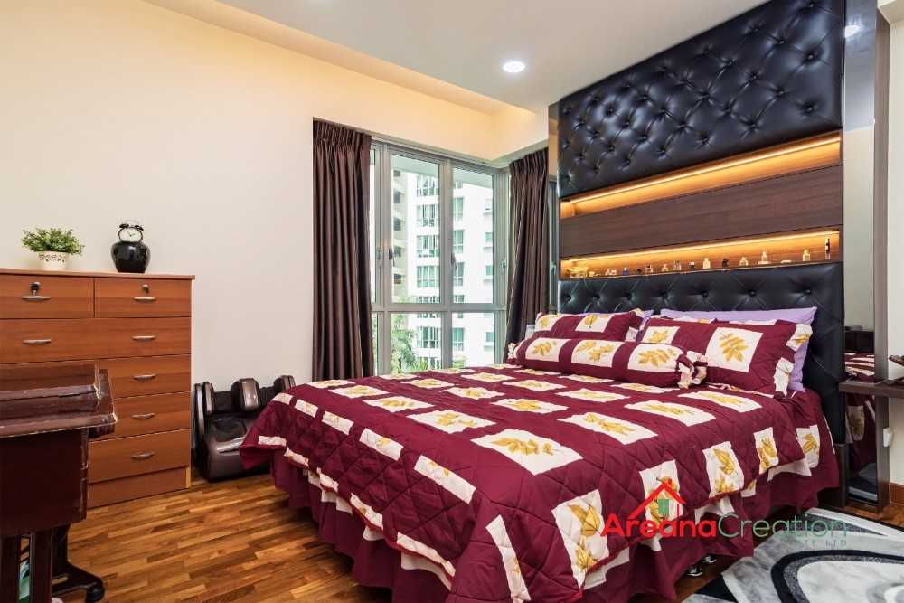 Contemporary Bedroom with Drop Light and Cove Lighting