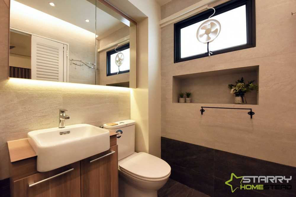 Industrial Bathroom with Mirror and Vanity Counter