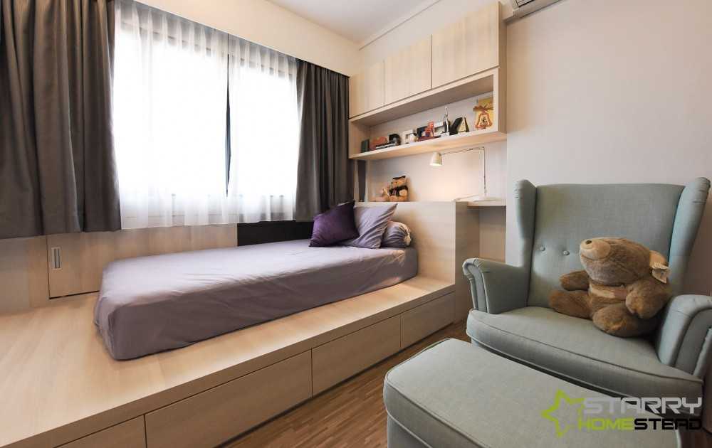 Industrial Bedroom with Platform Bed and Sofa