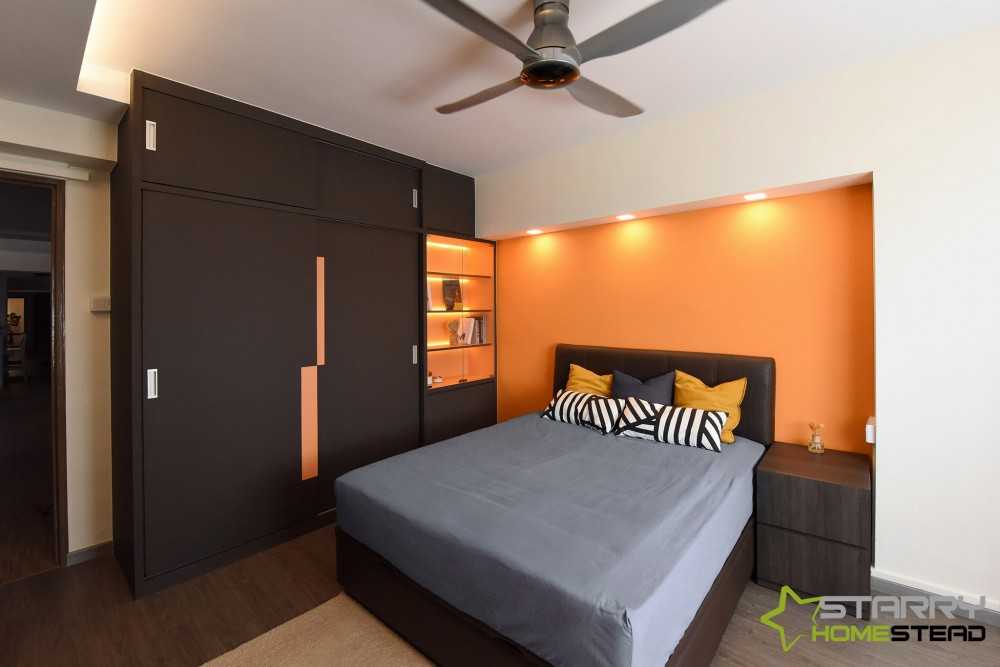 Industrial Bedroom with Wardrobe and Bedside Table
