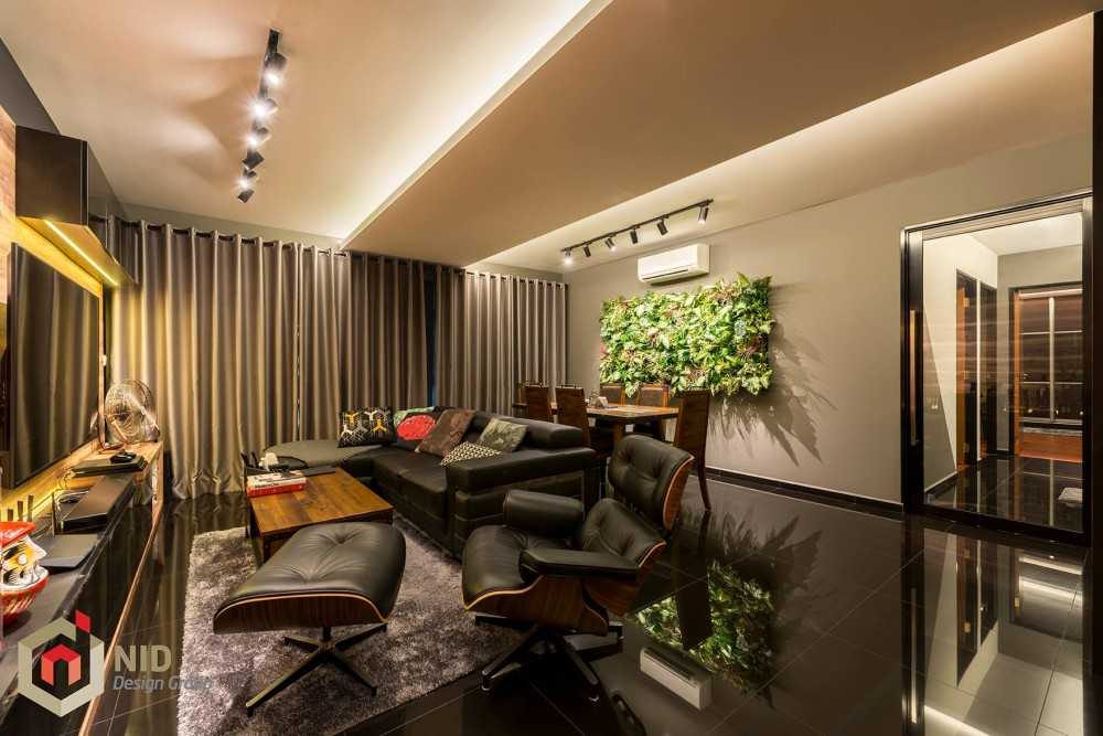 Contemporary Living Room with TV Console and Cove Lighting