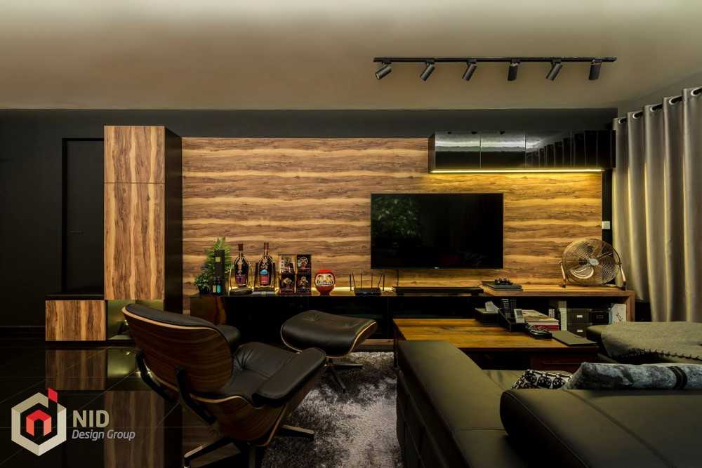 Contemporary Living Room with Lighting and Pendant Light