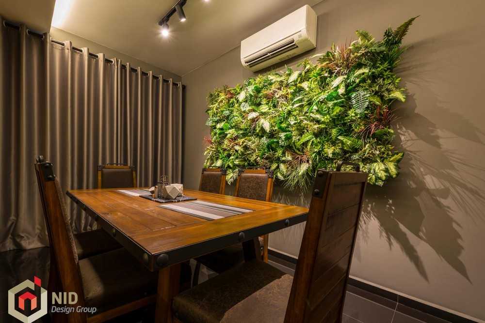 Contemporary Dining Room with Drop Light and Cove Lighting