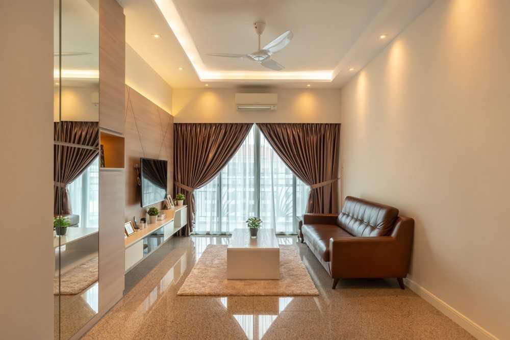 Minimalist Living Room with TV Console and Feature Wall