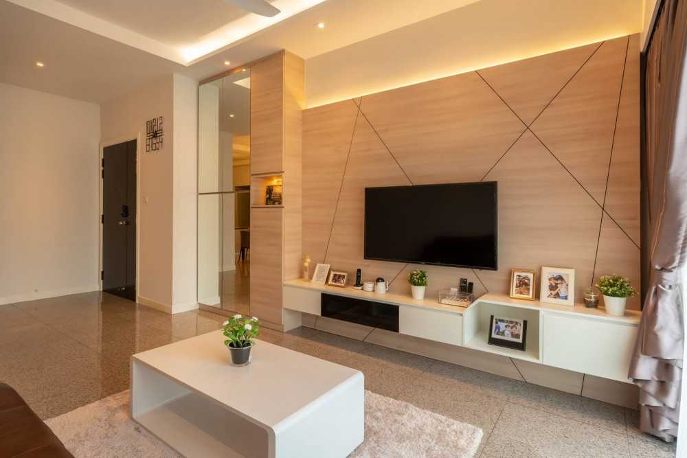 Minimalist Living Room with Bookshelf and TV Console