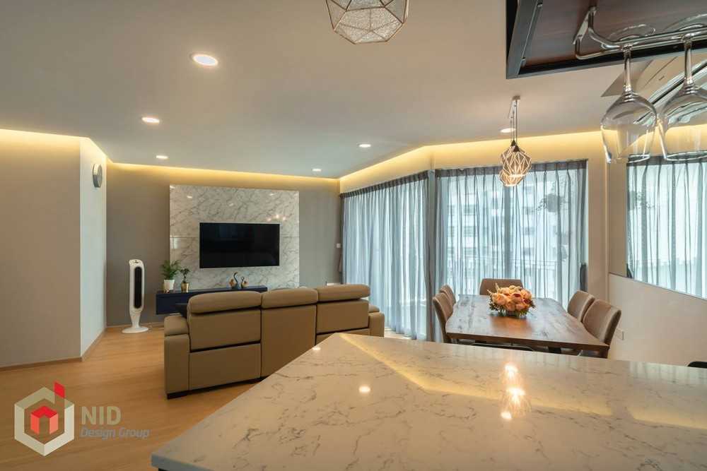 Minimalist Living Room with Countertop and Vinyl Flooring