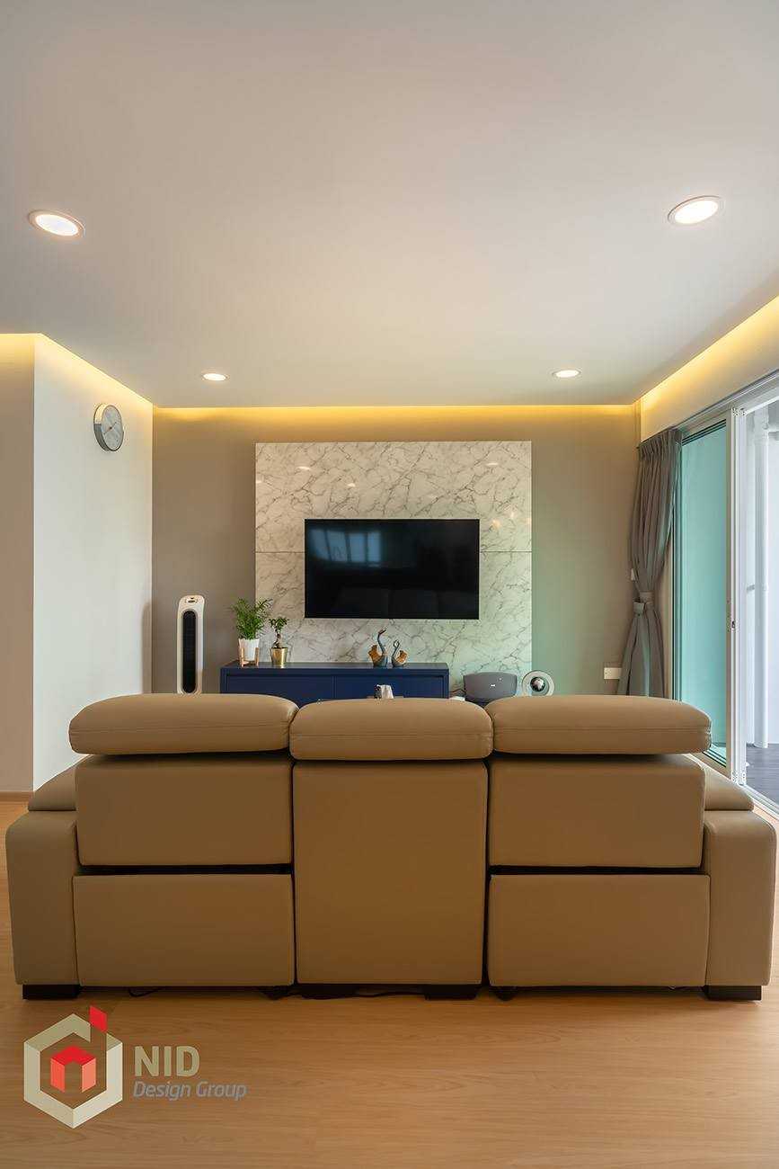 Minimalist Living Room with Vinyl Flooring and TV Console