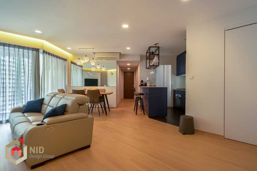 Minimalist Dining Room with Drop Light and Dining Table