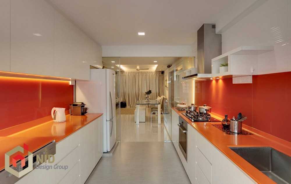 Modern Kitchen with Homogeneous Tiles and Kitchen Island