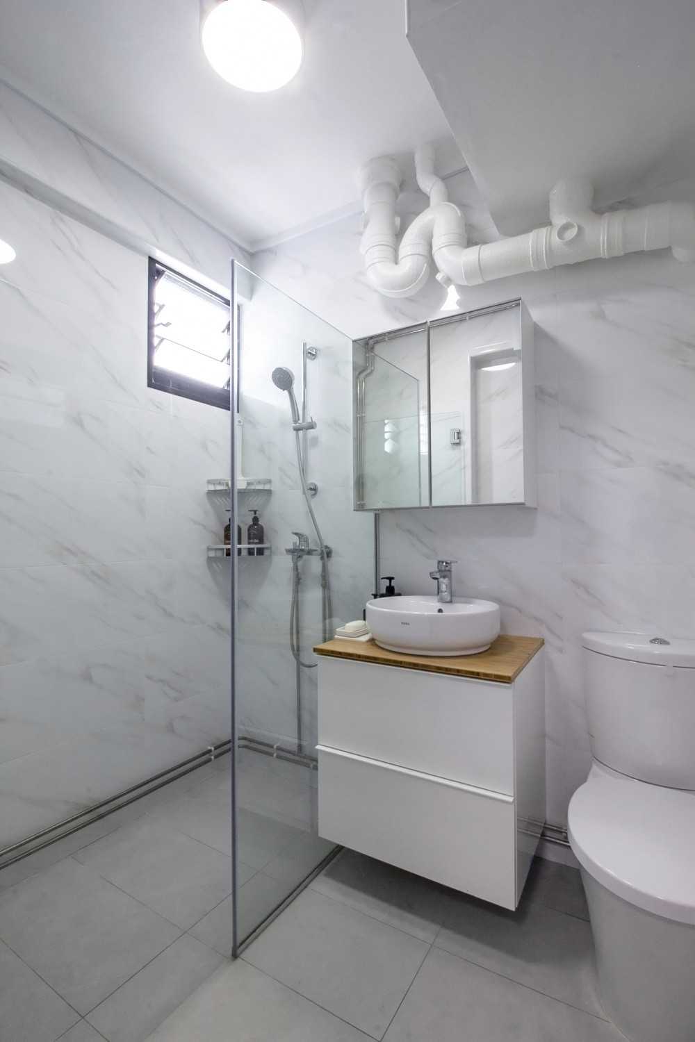 Scandinavian Bathroom with Mirror and Bathroom Mirrors