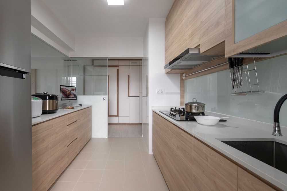 Scandinavian Kitchen with Countertop and Kitchen Window