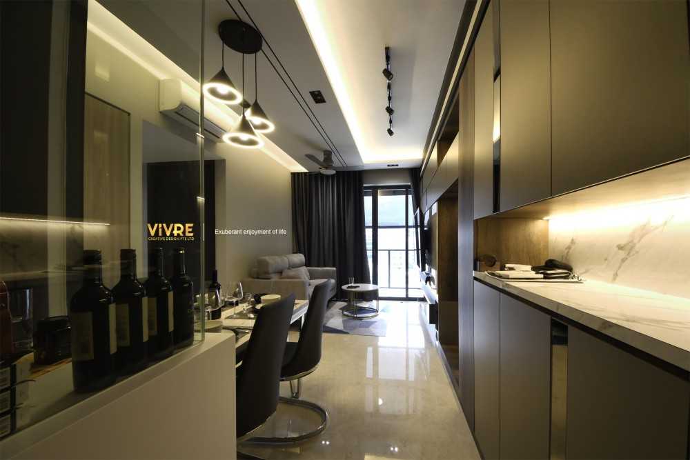 Modern Dining Room with Ceiling Light and Dining Table