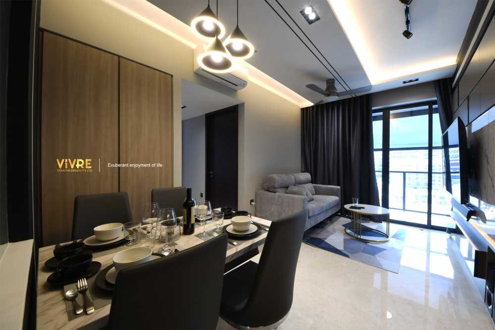 Modern Dining Room with Cove Lighting and Ceiling Light