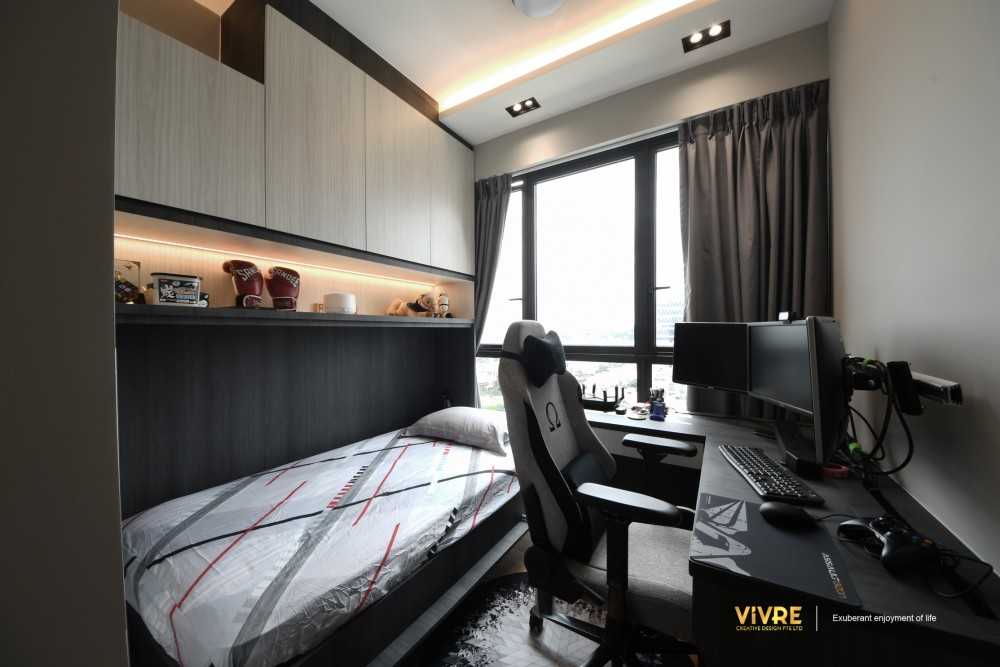 Modern Study with Drop Light and Ceiling Light