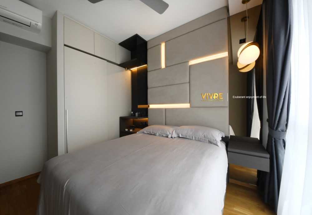 Modern Bedroom with Parquet Floor and Cove Lighting