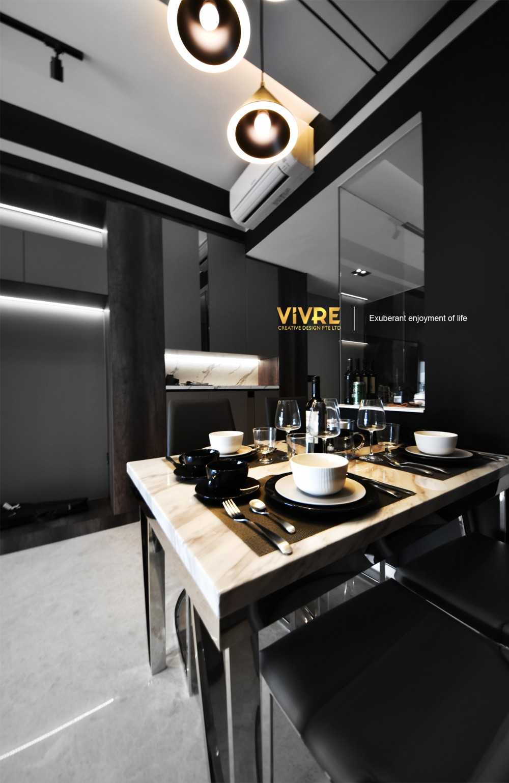 Modern Dining Room with Ceiling Light and Chandelier