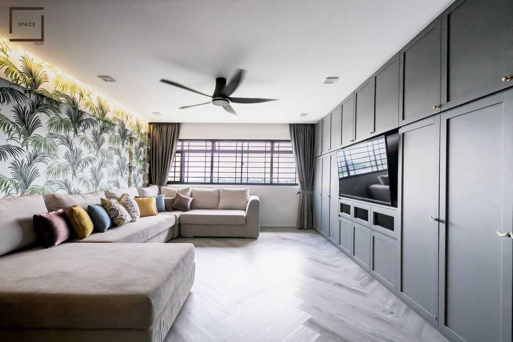 Modern Living Room with TV Console and Sofa