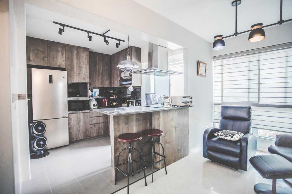 Industrial Kitchen with Countertop and Kitchen Window