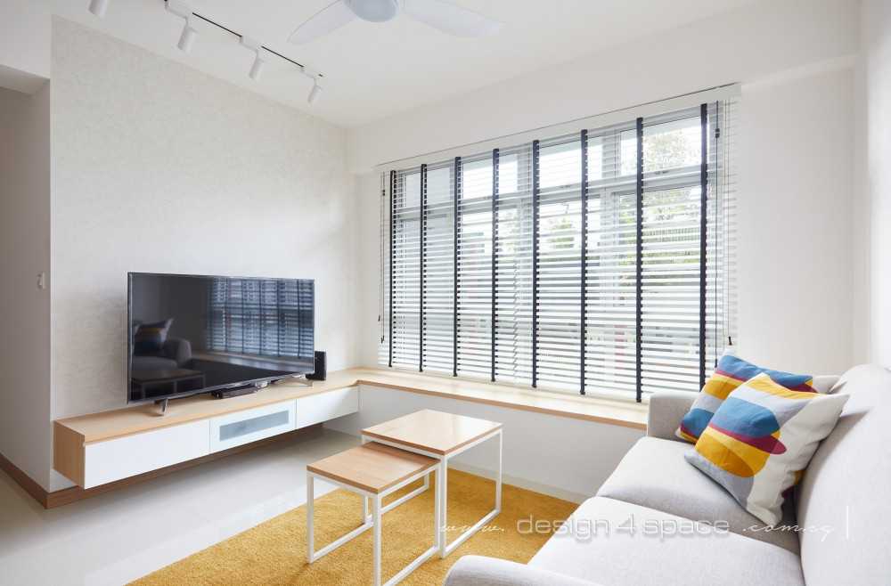 Scandinavian Living Room with TV Console and Feature Wall