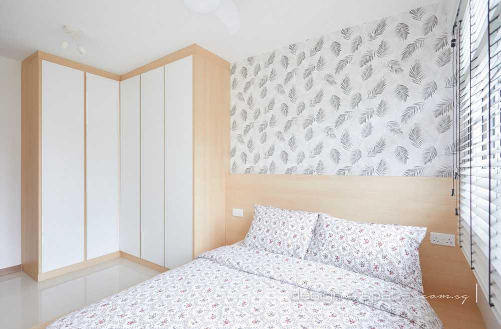 Scandinavian Bedroom with Built-in Bed and Downlights
