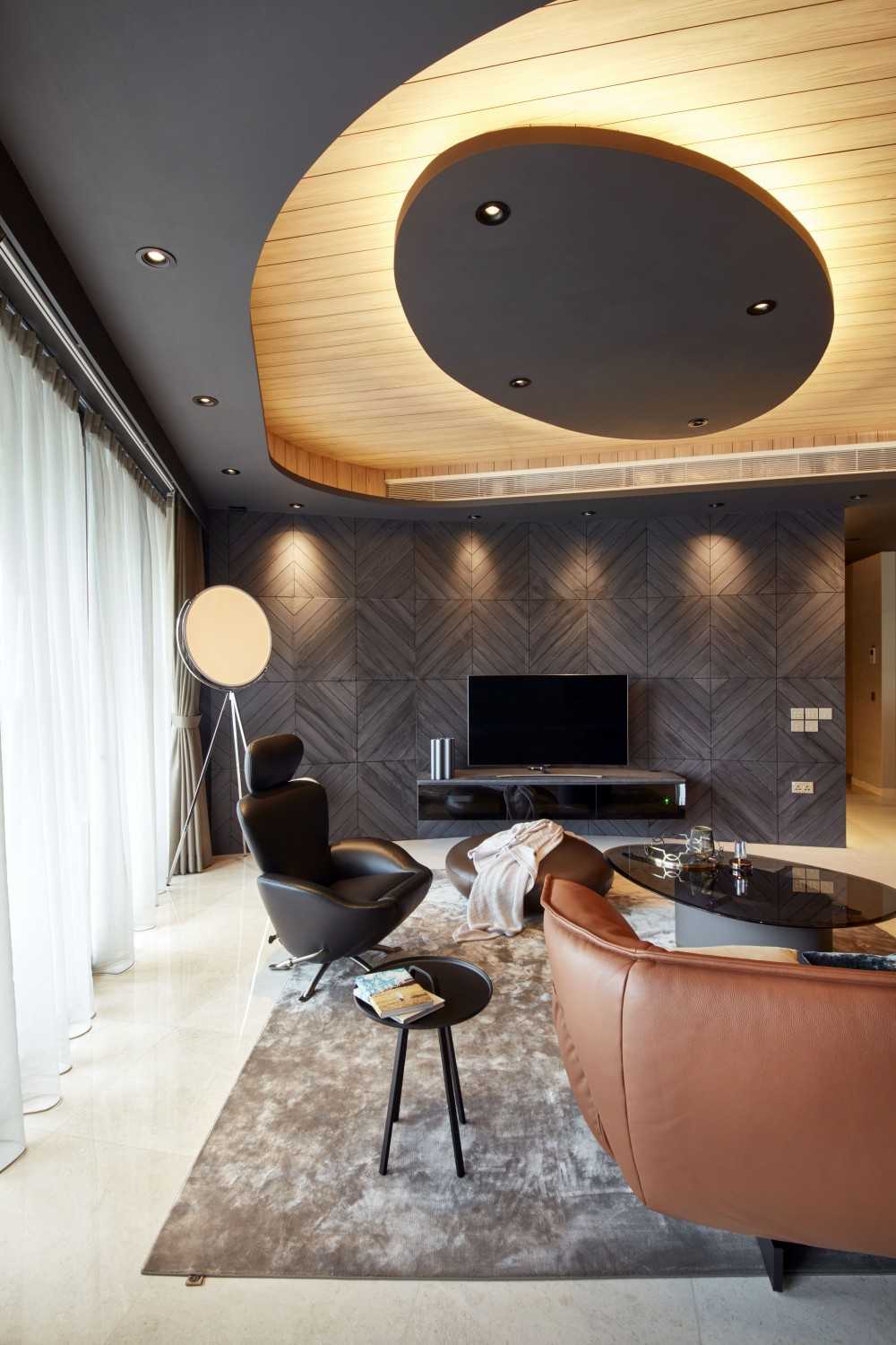 Contemporary Living Room with Cove Lighting and Sofa