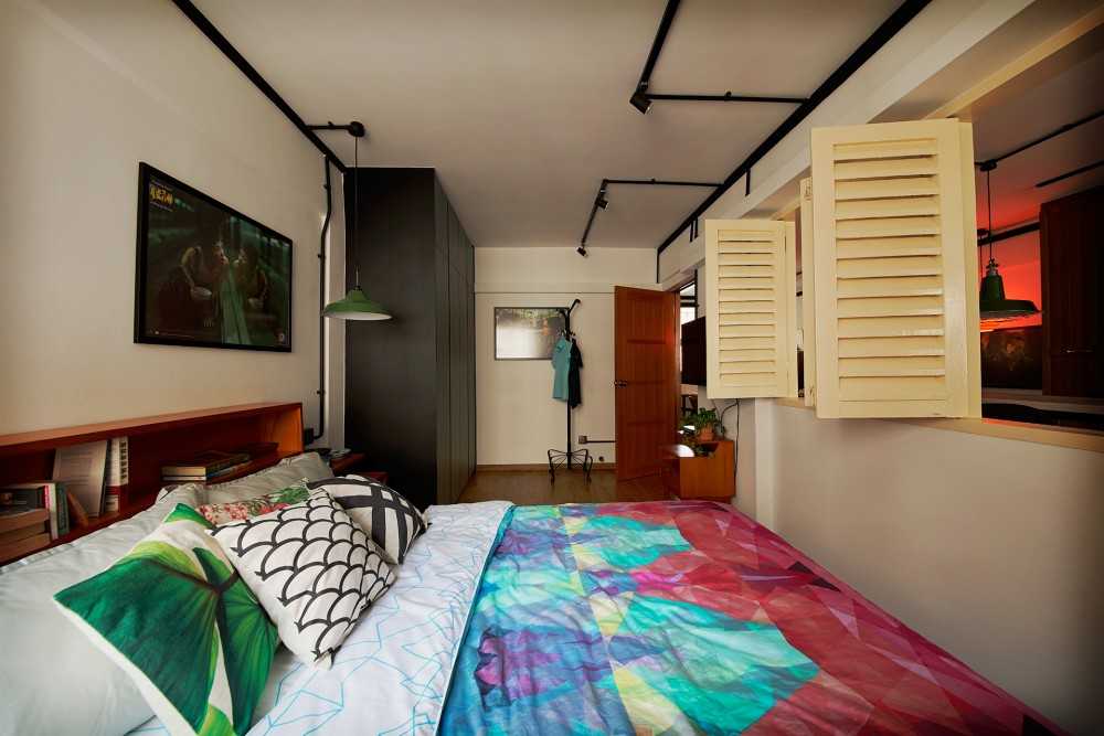 Vintage Bedroom with Wardrobe and Queen Bed