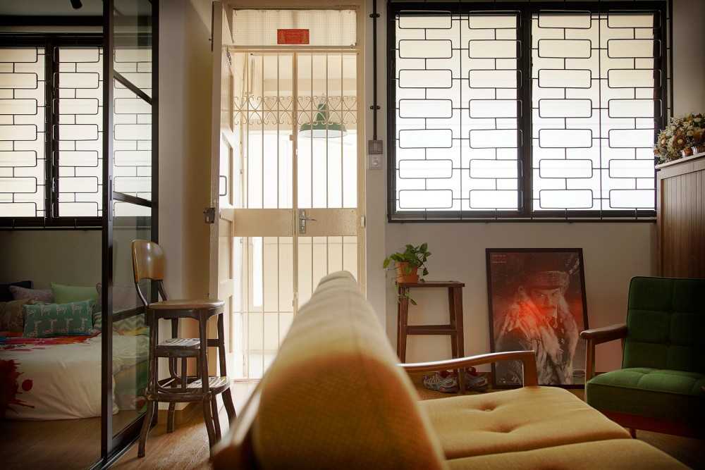 Vintage Entryway with Sofa and Side Table