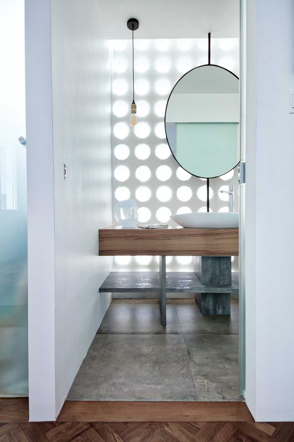 Contemporary Bathroom with Mirror and Bathroom Mirrors