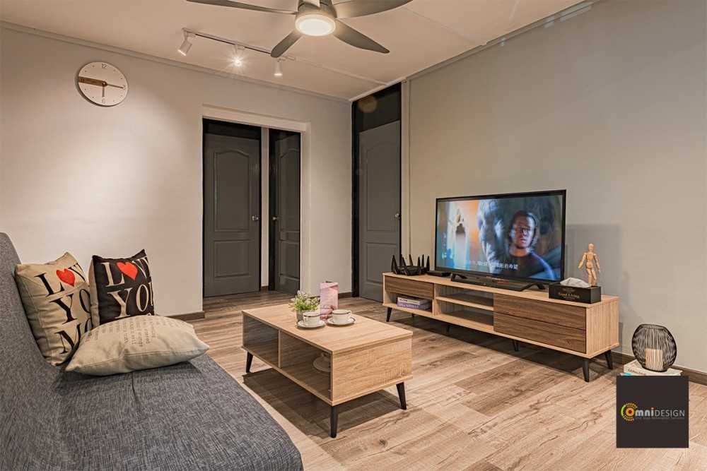 Scandinavian Living Room with Vinyl Flooring and TV Console