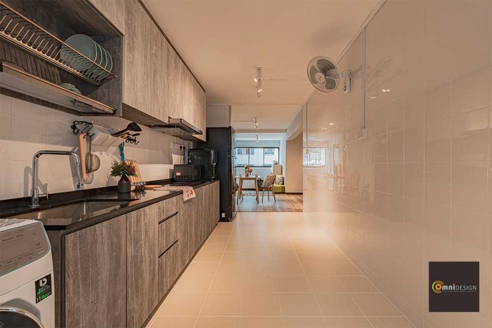 Scandinavian Kitchen with Countertop and Homogeneous Tiles
