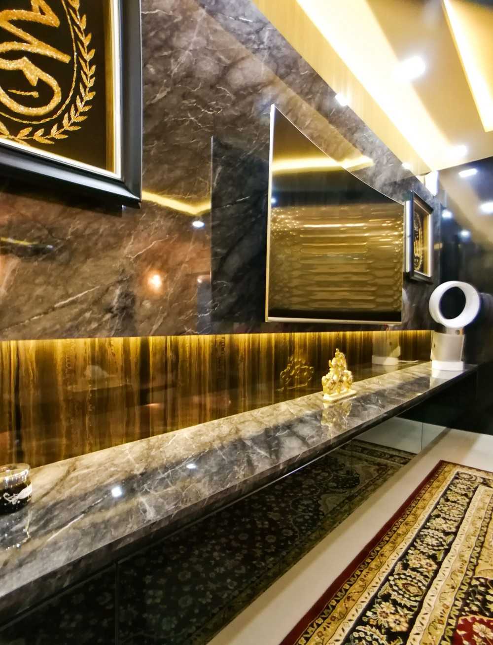 Asian Living Room with Feature Wall and Marble Feature Wall