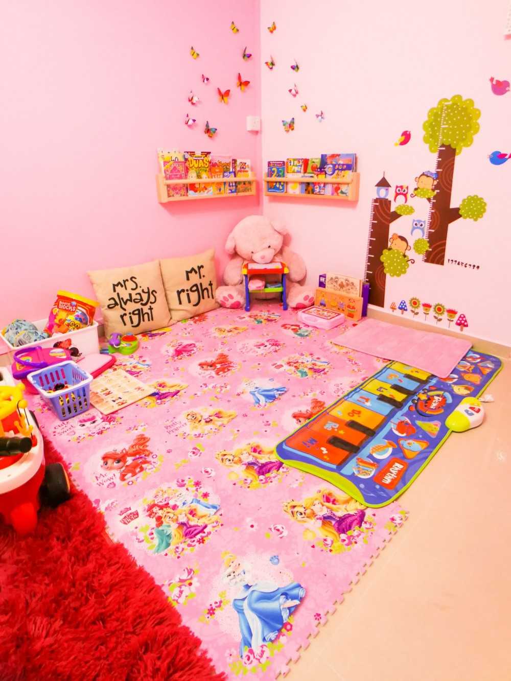 Asian Kids Room with Carpet and Paintings