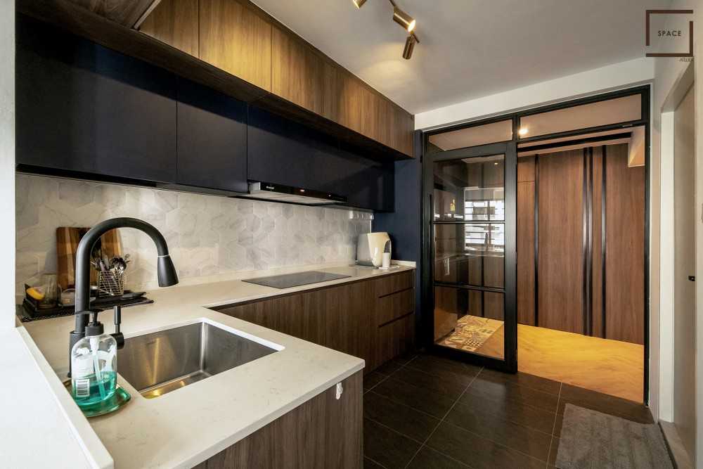 Scandinavian Kitchen with Kitchen Window and Cupboard